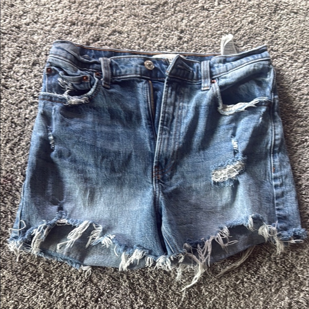 Abercrombie & Fitch Blue Distressed Jean Shorts